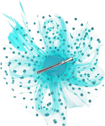 DRESHOW Fascinators Hat Flower Mesh Ribbons Feathers on a Headband and a Clip Tea Party Headwear for Girls and Women - Colors A