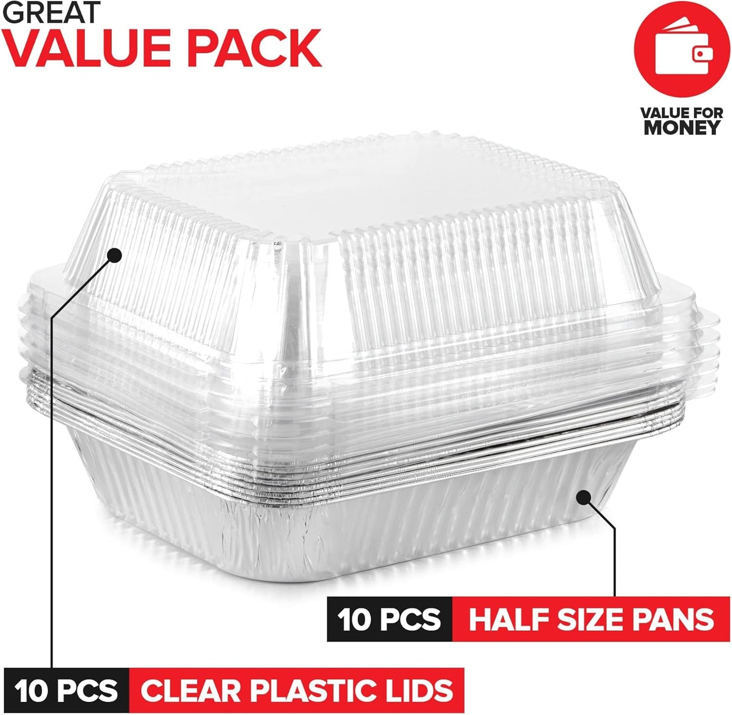 Stock Your Home Aluminum Pans 9x13 Disposable Foil Pans (30 Pack) - Half Size Steam Table Deep Trays - Tin Foil Pans Great for Cooking, Heating, Storing, Prepping Food