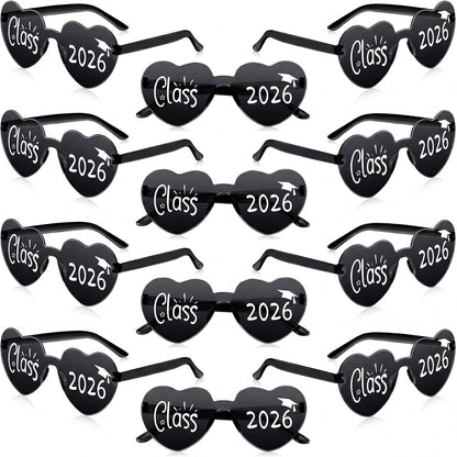Xuhal 2026 Graduation Glasses Heart Shaped Plastic Eyeglasses Graduation Party Favor Photo Props