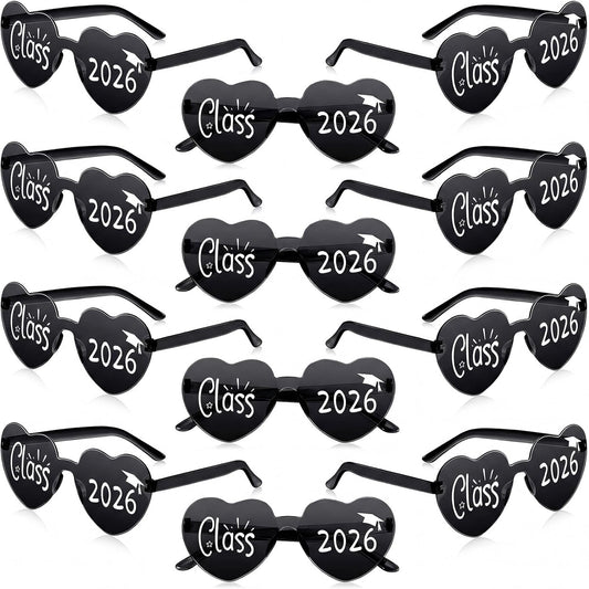 Xuhal 2026 Graduation Glasses Heart Shaped Plastic Eyeglasses Graduation Party Favor Photo Props