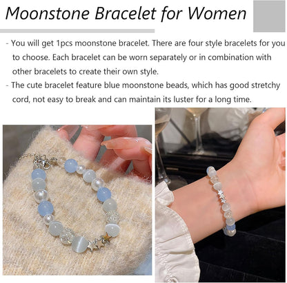 Long tiantian Moonstone Bracelet Glow in the Dark Bracelets Moonstone Jewelry for Women Crystal Bracelet Glow in the Dark Jewelry for Women Trendy Gifts for Christmas