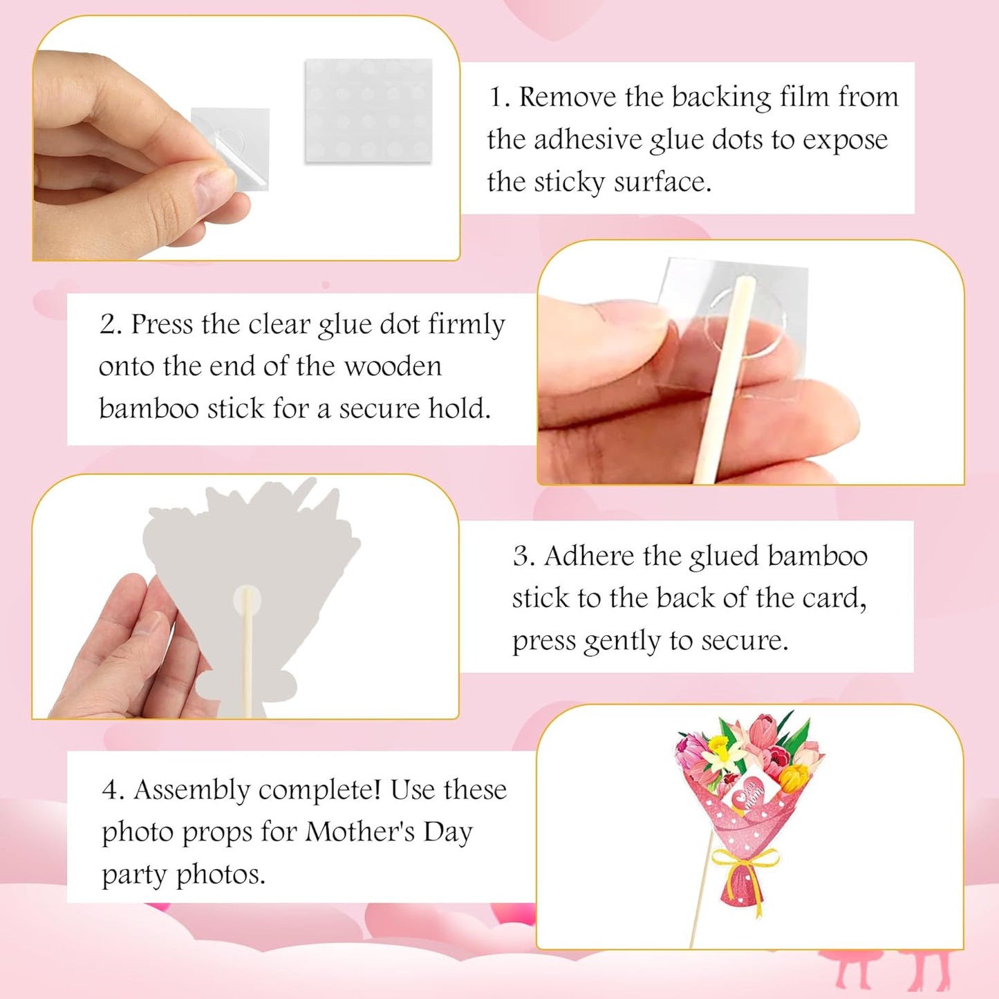 Happy Mother's Day Photo Booth Props and Selfie Frame Set, 30Pcs Best Mom Ever Party Photo Props with 1Pc Selfie Frame for Mother's Day Decoration Mom's Birthday Party Supplies Gifts