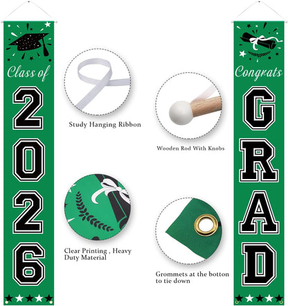 DAZONGE 2026 Graduation Decorations Blue, Congrats Grad Porch Banner for Any Schools or Grades 2026 Graduation Party Decorations