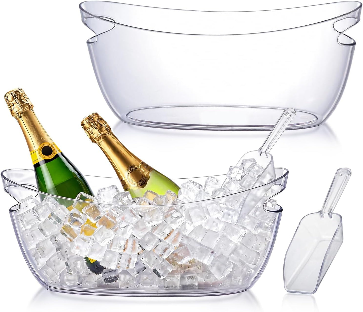 OBTANIM Clear Acrylic Ice Buckets Large Champagne Drink Cooler Storage Ice Tub with Scoops for Beer Cocktails Wine Beverage Home Parties Bar Cooling Supplies