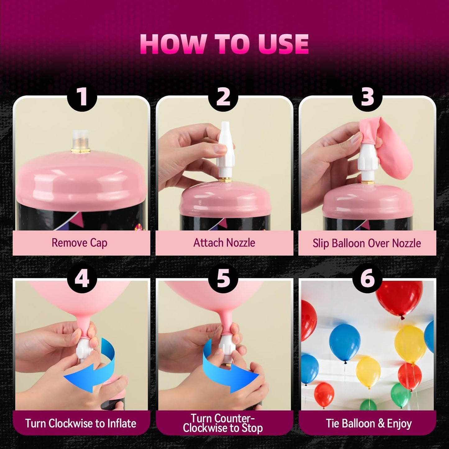 Portable Mini Helium Tank for Balloons at Home - Fills Up To 30+ Latex Balloons, Compact Disposable Helium for Long Float Time for Party, Compact & Easy Storage