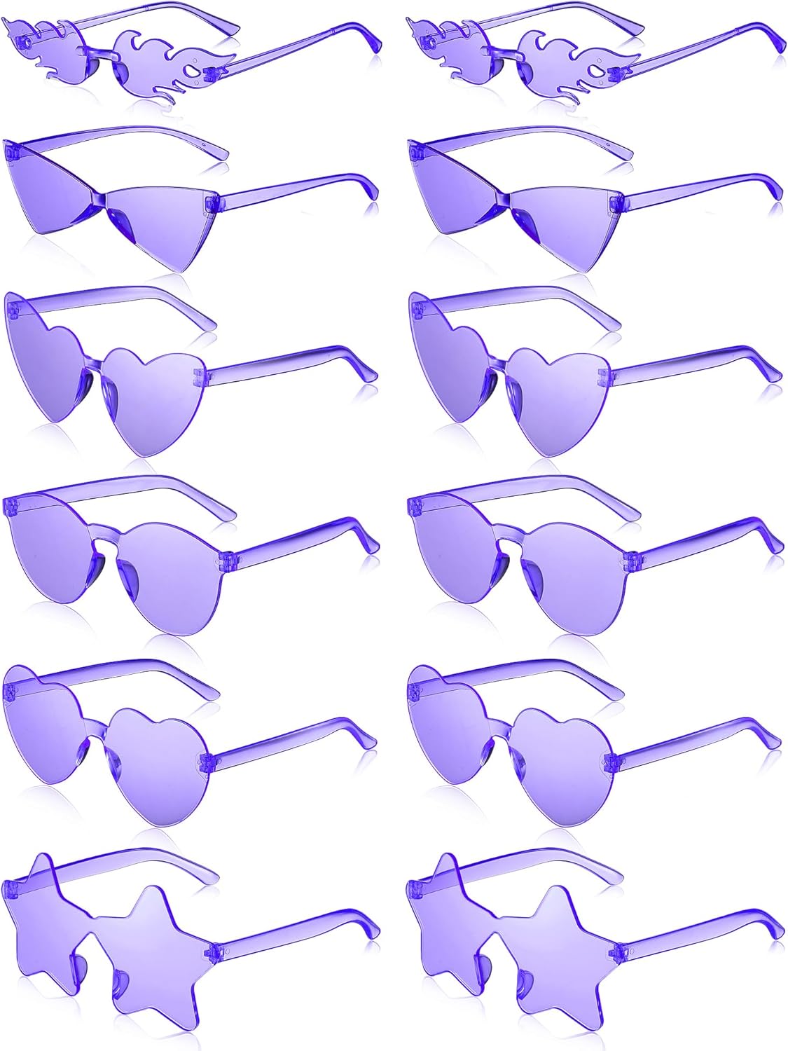 Kanayu 12 Pcs Mixed Style Rimless Sunglasses Retro Party Favors Eyewear for Bachelor Party Photoshoot Costume Accessories