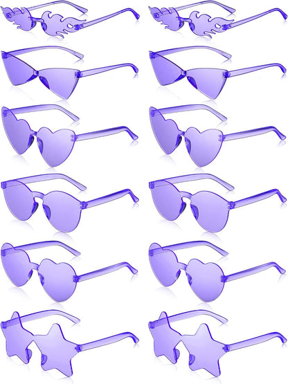 Kanayu 12 Pcs Mixed Style Rimless Sunglasses Retro Party Favors Eyewear for Bachelor Party Photoshoot Costume Accessories