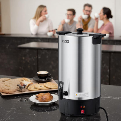 VEVOR Commercial Coffee Urn, 60 Cup 9 L Hot Beverage Dispenser with Dripless Faucet, Quick-Brewing Stainless Steel Large Commercial Coffee Maker, for Catering, Business, Party, Church & Restaurant