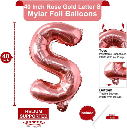 Lovoir 40 Inch Large Rose Gold Letter A Balloons Big Size Jumbo Mylar Foil Helium Balloon for Birthday Party Celebration Decorations Alphabet Rose Gold A
