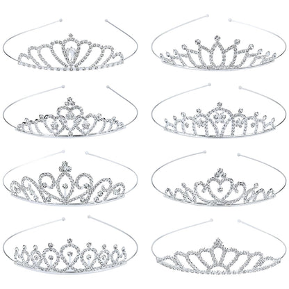 Lawie 8 Pack Birthday Tiaras, Rhinestone Crystal Princess Crowns, Silver Headbands for Women, Party Dance Homecoming Wedding Bridals