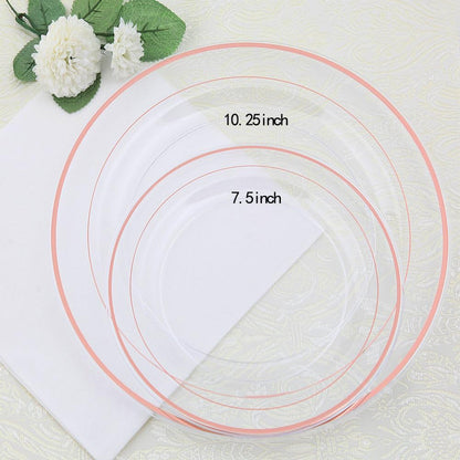 I00000 102 Pieces Gold Plastic Plates, Disposable Party Plates White Gold Rim, 51 Disposable Gold Dinner Plates 10.25 Inch and 51 Disposable Dessert Appetizer Elegant Fancy Wedding Plates 7.5 Inch