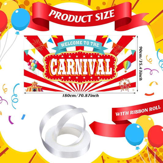 Teenyyou Welcome to the Carnival Banner Carnival Decorations Circus Party Supplies Backdrop for Circus Theme Party Decorations Birthday, 71 x 35 Inch