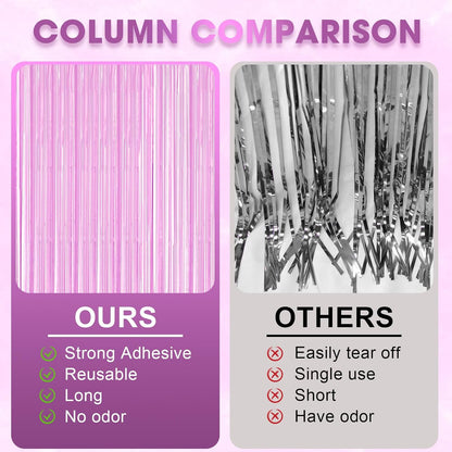 Voircoloria 3 Pack 3.3x8.2 Feet Gold Foil Fringe Backdrop Curtains, Tinsel Streamers, Fringe Backdrop for 2025 New Years Eve, Graduation, Birthday, Baby Shower, Gender Reveal, Disco Party - Colors B