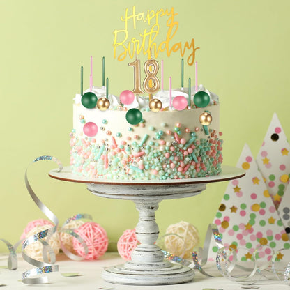 Yerliker 34 Pcs Happy Birthday Cake Toppers Decorations Birthday Candles DIY Cake Decor for Men Women Wedding Anniversary(Gold)