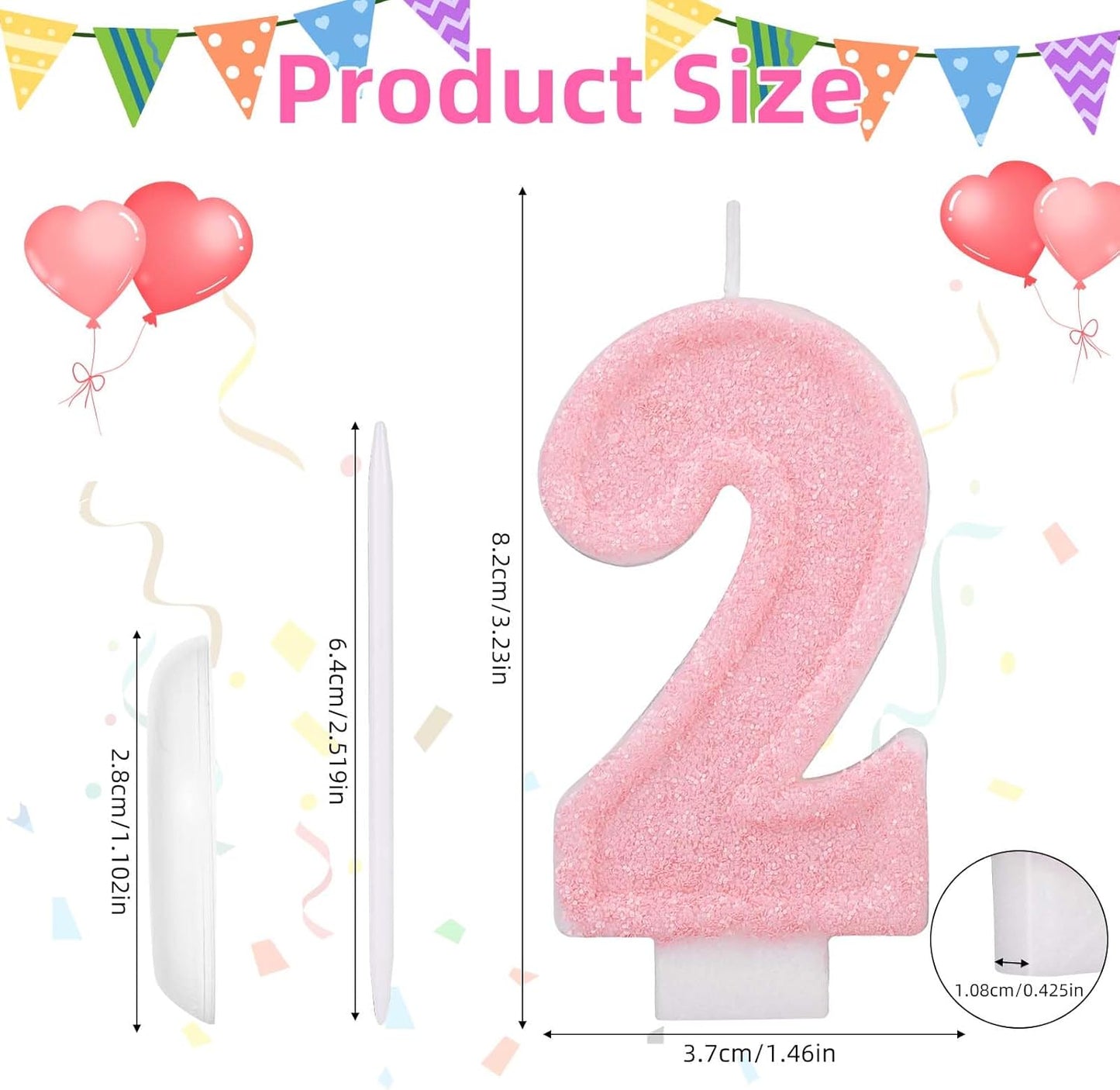 Pink Number One Birthday Candles, Romantic Cake Glitter Pink Number 1st Candles Anniversary Cake First Topper Decoration Cute Birthday Party Supplies for Wedding Anniversary Celebration Supplies (1)