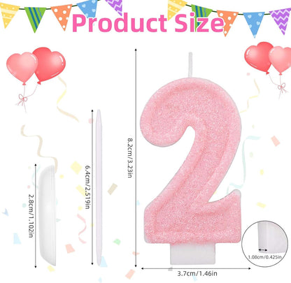 Pink Number One Birthday Candles, Romantic Cake Glitter Pink Number 1st Candles Anniversary Cake First Topper Decoration Cute Birthday Party Supplies for Wedding Anniversary Celebration Supplies (1)