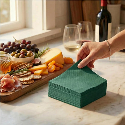 AH AMERICAN HOMESTEAD Cocktail Napkins-Disposable Beverage/Bar Napkins-White Linen-Like Square Napkins-Eco-Friendly & Compostable-Everyday Use, Party or Wedding 4.75inch x 4.75inch (100 Count, White)