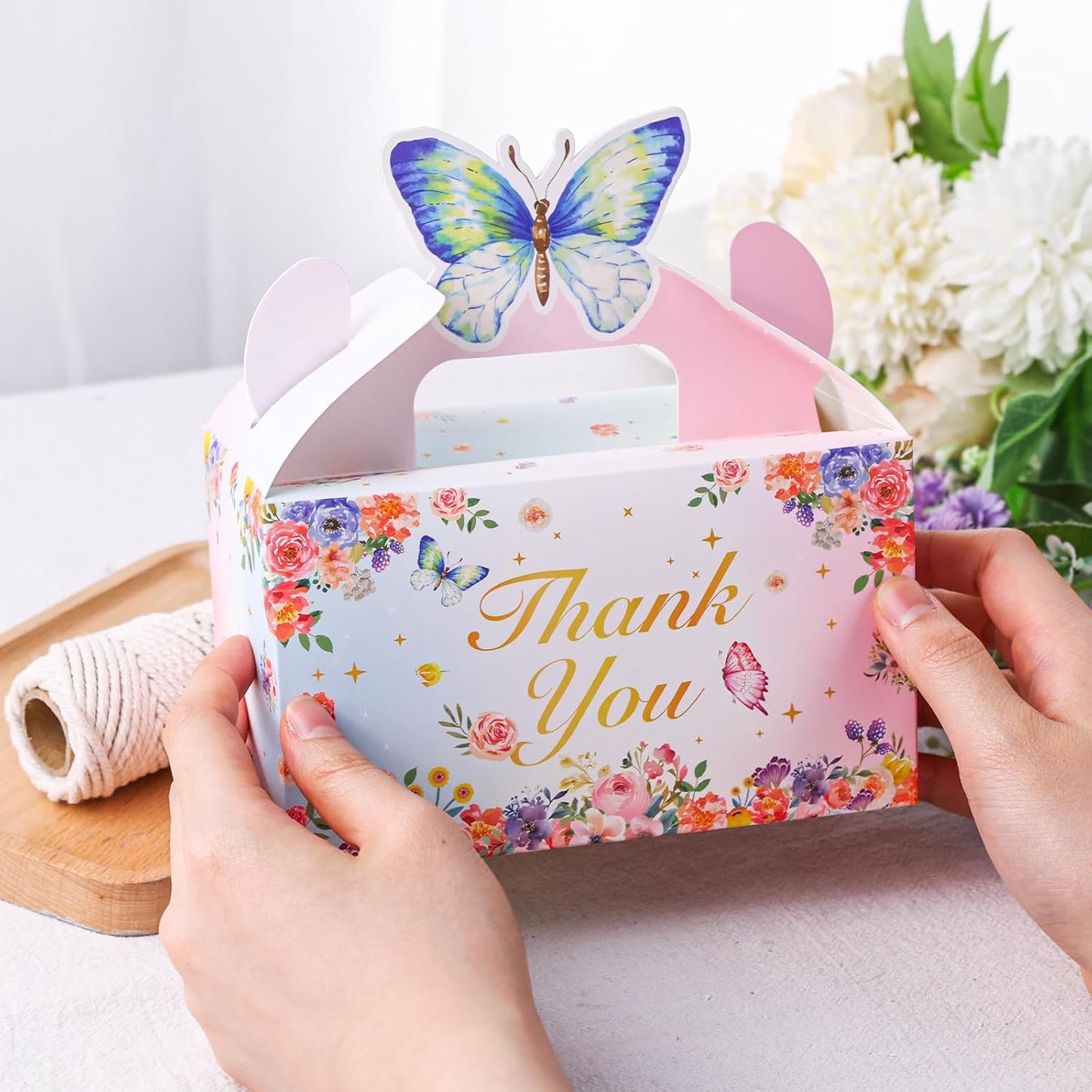 VGOODALL 12PCS Butterfly Party Favor Boxes, Goodie Gable Treat Box Paper Candy Containers for Birthday Baby Shower Wedding Party
