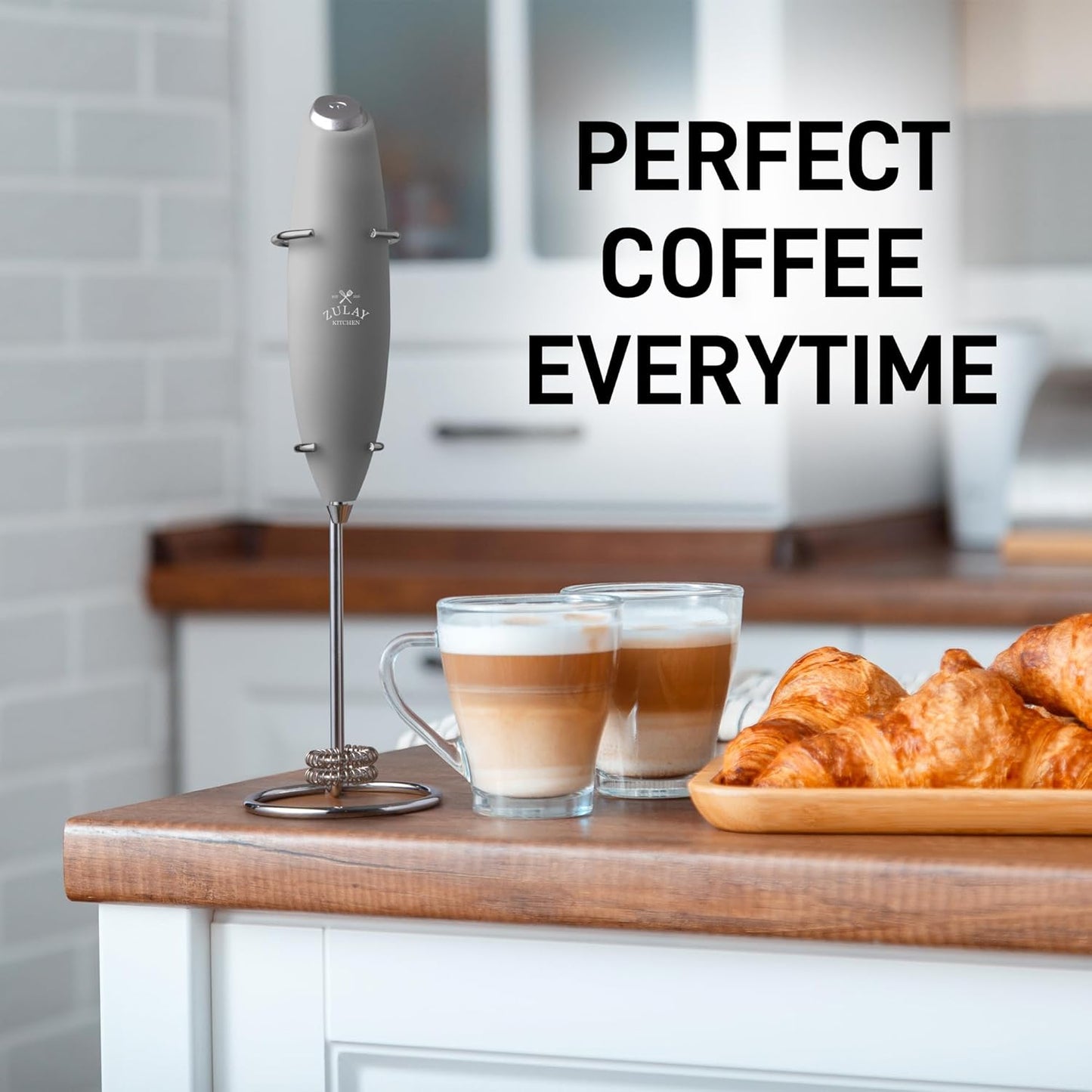 Zulay Kitchen Powerful Milk Frother Wand With Duracell Batteries - Ultra Fast Handheld Drink Mixer - Electric Whisk Foam Maker for Coffee, Lattes, Cappuccino & Matcha - Z1 Motor - Black - Colors D