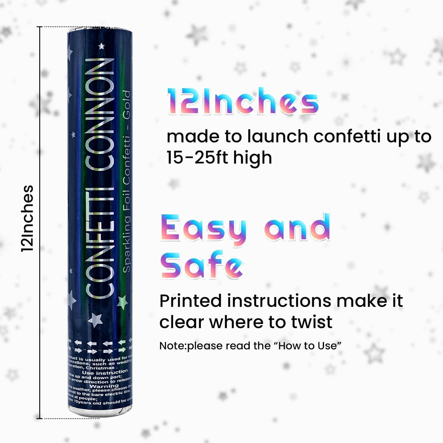 Confetti Poppers 12 Pack Confetti Cannon Black and Gold Party Confetti 12 inch Metallic Foil Golden Black Confetti Party Poppers Confetti Shooters for Birthday Wedding Graduation Christmas New Year