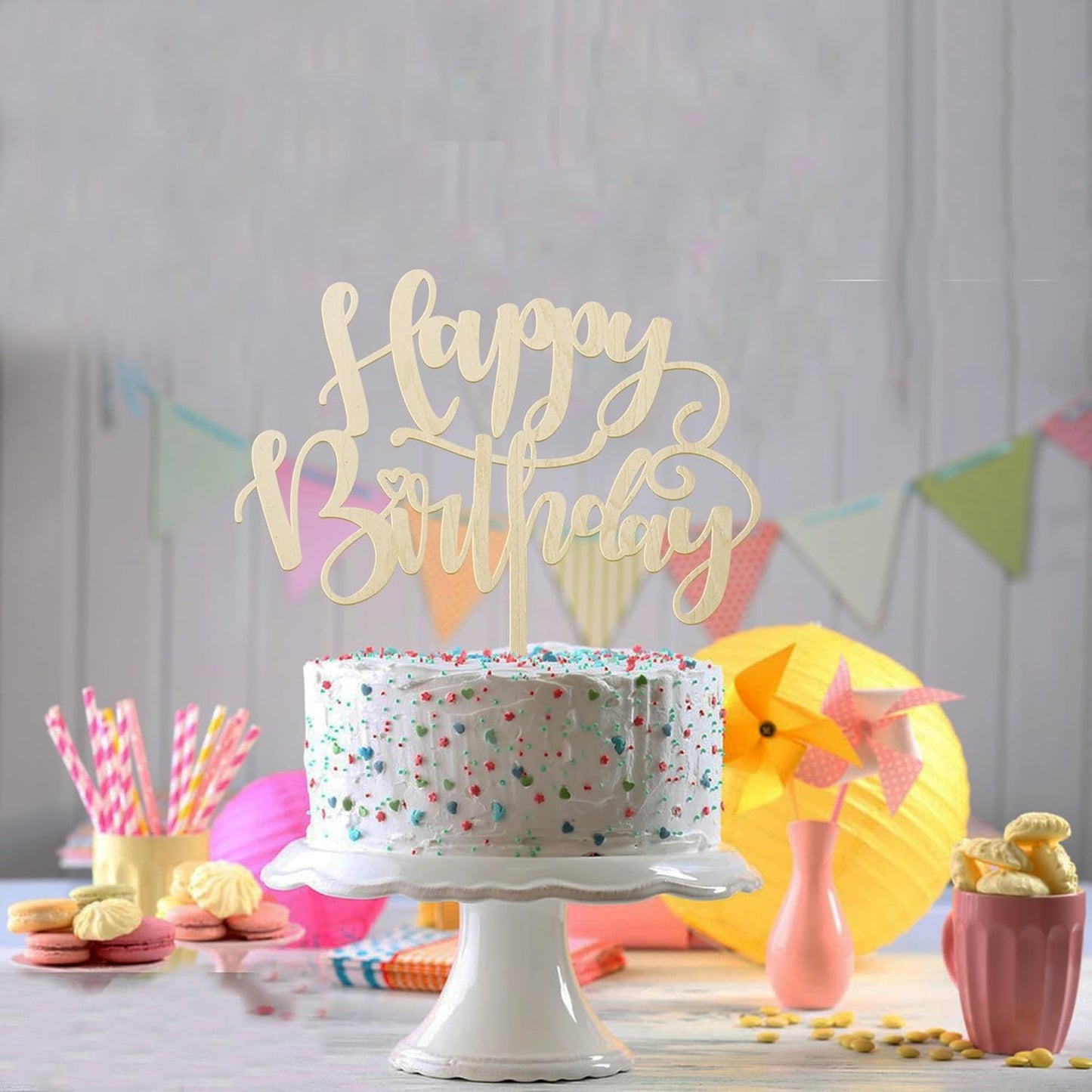 Handmade Glitter Happy Birthday Cake Topper,Birthday Party Cake Decorations, Anniversary/Birthday Party Decoration Supplies (Rainbow)