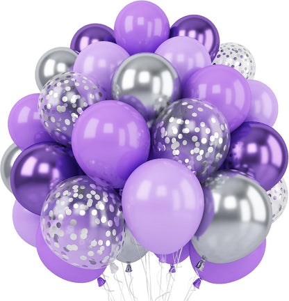 Blue Silver Balloons Set, 12 Inch Blue and Silver Balloons Dark Navy and Confetti Party Latex Balloon, Macaron Metallic Baby Blue Mixed Balloon for Birthday Graduation Baby Shower Wedding Retirement