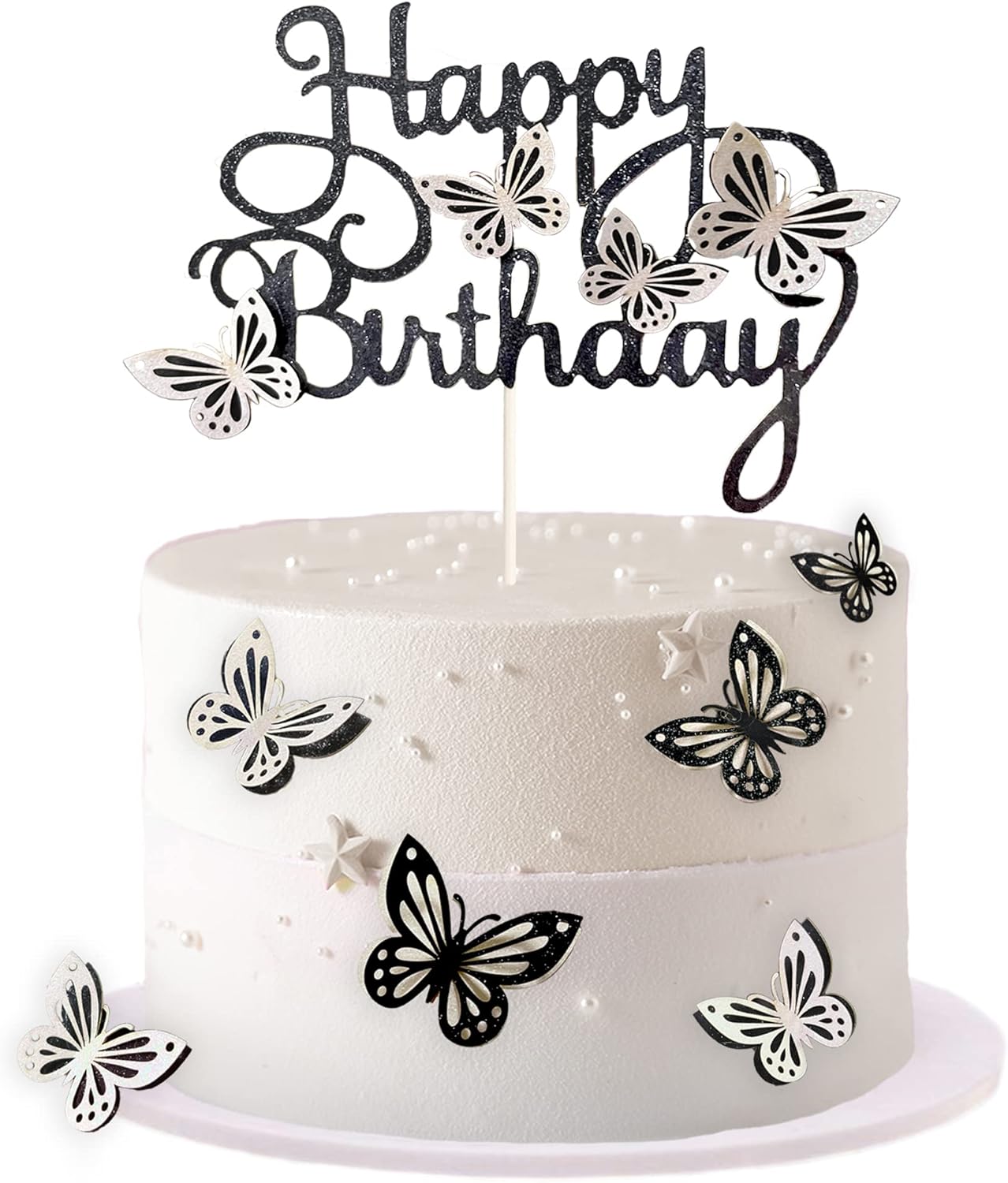 13-Pieces 3D Butterfly Cupcake Topper for Girls Women's Happy Birthday Cake Decorations Party Decorations(Pink)