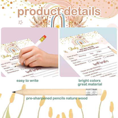 Yinder 145 Pcs Baby Shower Games Activities Cards with 20 Pencils Includes Baby Bingo Description and Wishes Guess Who Price is Right Word Scramble Game(Here Comes the Son)