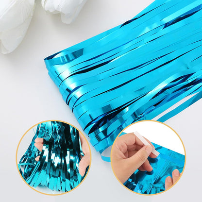 10 Pack Silver Backdrop Curtain 3.2ft x 8.2ft Metallic Tinsel Foil Fringe Curtains Photo Booth Background for Birthday Party Decoration Baby Shower Engagement Wedding Christmas Decoration (Silver)