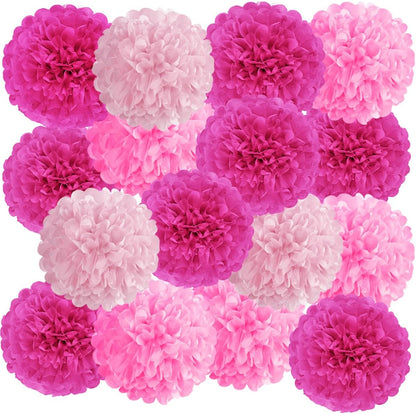 16PCS Pastel Paper Tissue Pom Poms Decoration Macaron Rainbow Candy Ice Cream Easter Paper Flower Balls Wall Hanging Decor for Birthday Wedding Spring Pastel Decoration