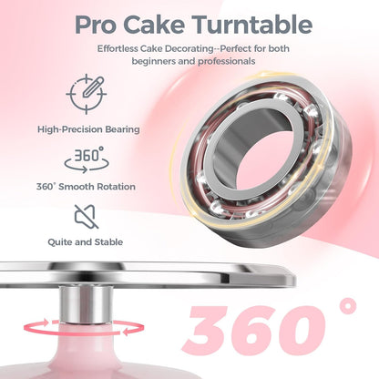 Cake Turntable, Ohuhu Aluminium 12'' Cake Decorating Kit Supplies Rotating Stand Revolving Spinner with 2 Icing Spatula 3 Comb Smoother