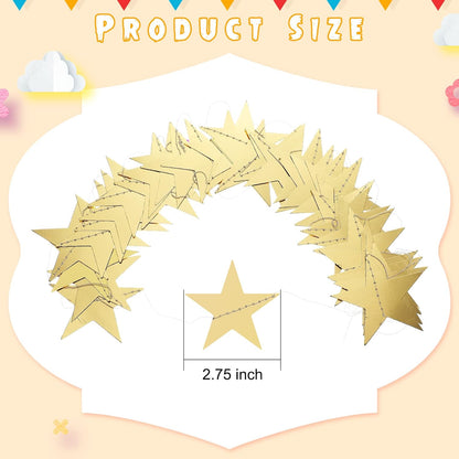 Spakon 65 Feet Glitter Star Paper Garland Banner Hanging Decoration Star Streamers Double Side 2026 Graduation Decorations for Wedding Birthday Festival New Year Party Decoration (Gold)