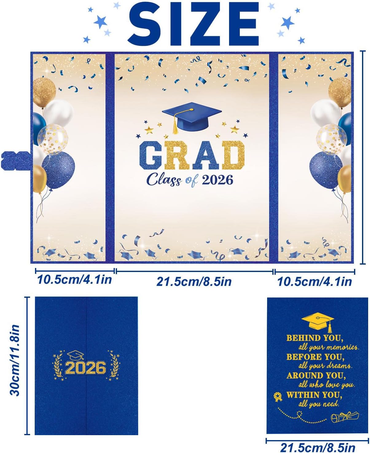 QIYANPAX Graduation Guest Book 2026, Blue and Gold Graduation Decorations Class of 2026, Graduation Signature Book, Congrats Grad Guest Book Alternative, Unique Graduation Gifts