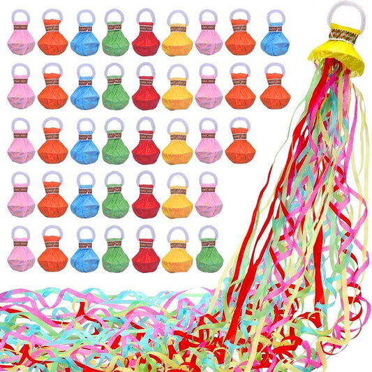 40Pack Hand Throw Streamers Colorful No Mess Confetti Poppers Party Poppers for Birthday Wedding Celebrations Graduation Retirement Party Favors Shows