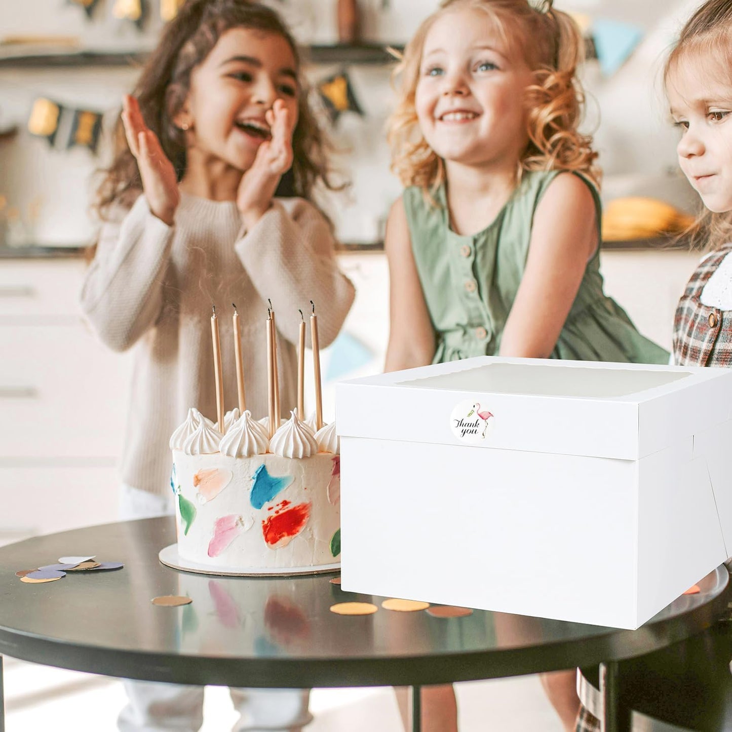 16pcs 8x8x8 Inches Cake Boxes,8pcs White Bakery Boxes with Window and 8pcs Boards,Cajas storage for 8 inch Cake box, Disposable Pie Box, Father's Day,Wedding, Birthday, Party