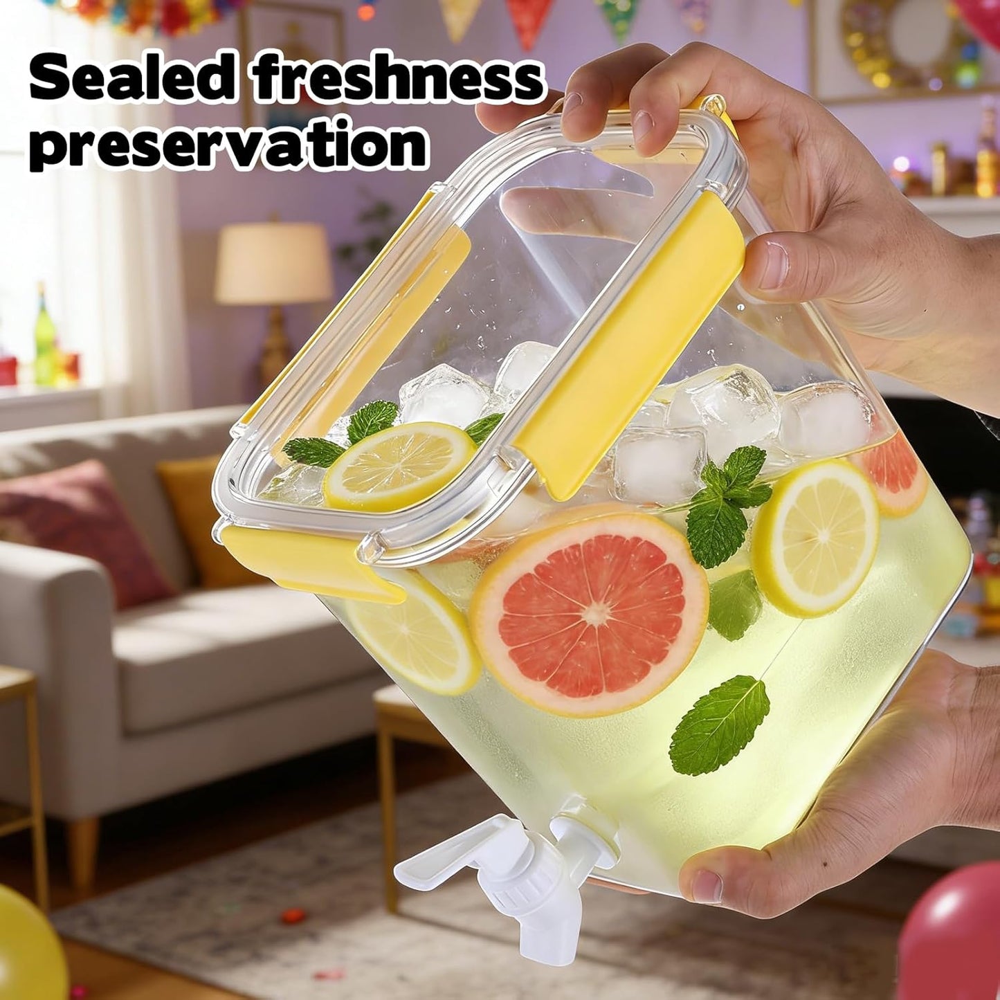 2 Pack Plastic Beverage Dispenser with Spigot Clear Kitchen Fridge Drink Dispenser for Summer Iced Tea Parties Lemonade Juice Tea Beer Cold Water Lemonade Party Supplies