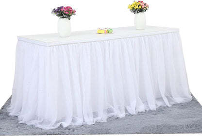 Suppromo 6ft Pink Tulle Table Skirt Baby Shower Tablecloth for Rectangle Tables or Round Tables Pink Ruffle Tutu Table Skirts Desk Skirt for Princess Girls Birthday Party Cake Dessert Decorations