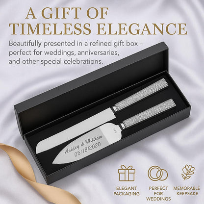 GIFTS INFINITY Personalized Wedding Cake Knife and Server Set with Engraving – Cake Cutting Utensil Set, Keepsake Gift for Wedding, Anniversary, Reception, Birthday & Other Occasions (CH-101WB)