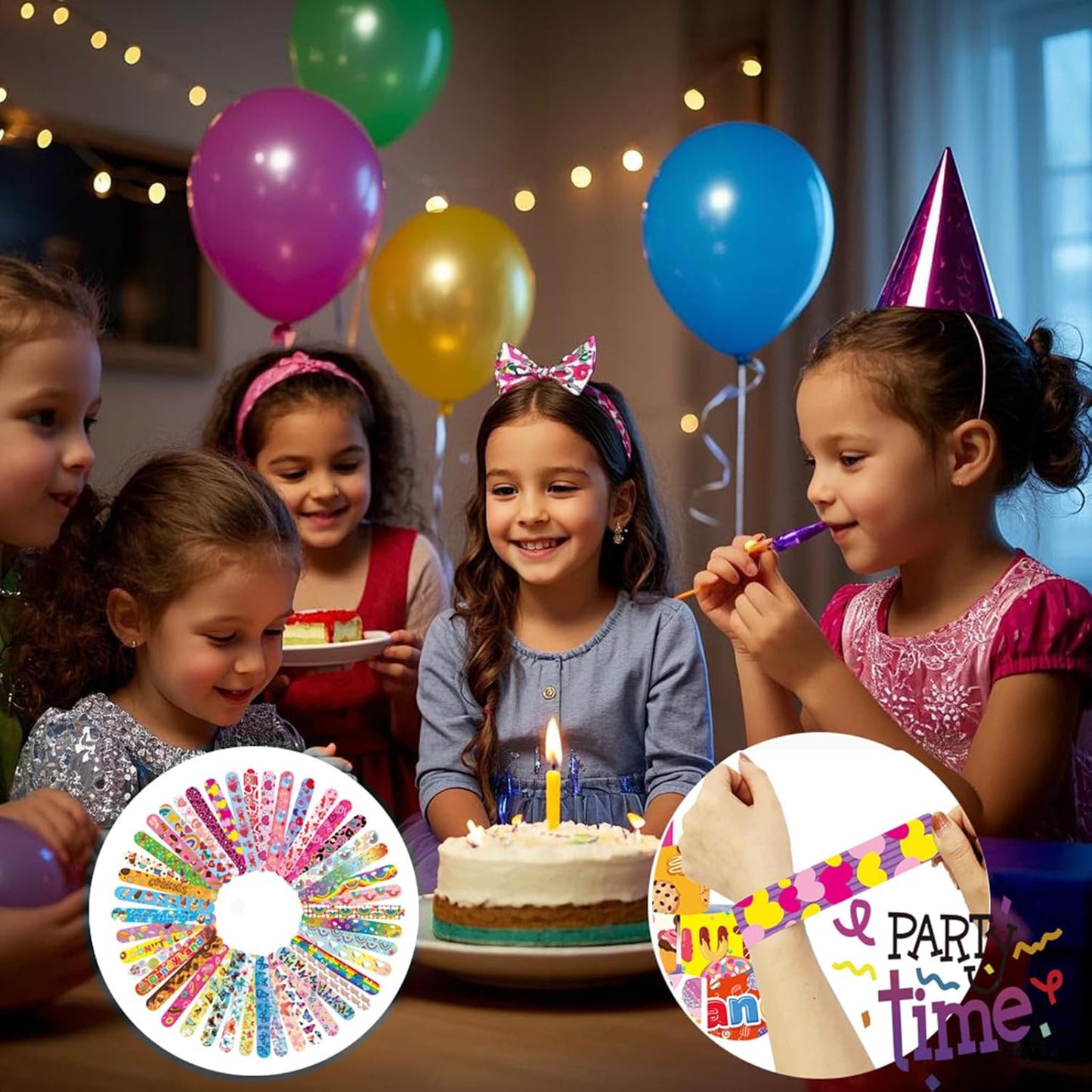 Slap Bracelets Party Favors 48Pcs Slap Bracelets Bulk Party Snap Bracelets Gifts for kids Butterflies,Space multi-themed School Classroom Prizes Exchange (B:Space,Trucks,Fire trucks,Roller skates)