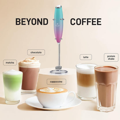 Zulay Kitchen Powerful Milk Frother Wand With Duracell Batteries - Ultra Fast Handheld Drink Mixer - Electric Whisk Foam Maker for Coffee, Lattes, Cappuccino & Matcha - Z1 Motor - Black - Colors B