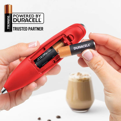 Zulay Kitchen Powerful Milk Frother Wand With Duracell Batteries - Ultra Fast Handheld Drink Mixer - Electric Whisk Foam Maker for Coffee, Lattes, Cappuccino & Matcha - Z1 Motor - Black - Colors C
