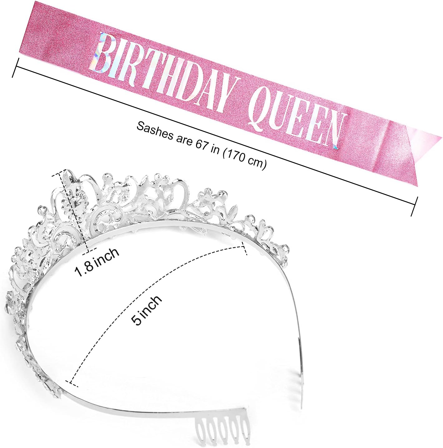 COCIDE Birthday Queen Sash & Rhinestone Tiara Set Gold Happy Birthday Crowns for Women Party Decoration Kit Rhinestone Headband for Women Glitter Crystal Hair Accessories for Cake Topper