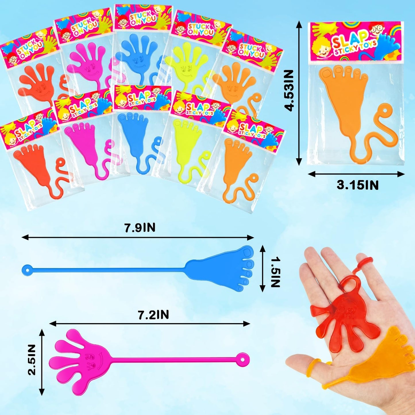 Large Sticky Hands & Feet Party Favors Supplies for Toddlers (20 PCS),Birthday Pinata Goodie Bag Stuffer Fillers for Kids,School Student Non Candy Treats Treasure Box Prizes Toys Gifts for Boys Girls
