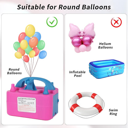 QIPUMP Balloon Pump Electric,110V 600W Balloon Blower Inflator Dual Nozzle Air Pump Balloons Inflator for Decoration, Party, Sport,Gifts:2 Balloon Tying Tools
