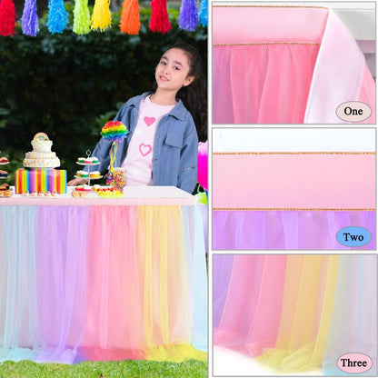 Suppromo 6ft Pink Tulle Table Skirt Baby Shower Tablecloth for Rectangle Tables or Round Tables Pink Ruffle Tutu Table Skirts Desk Skirt for Princess Girls Birthday Party Cake Dessert Decorations