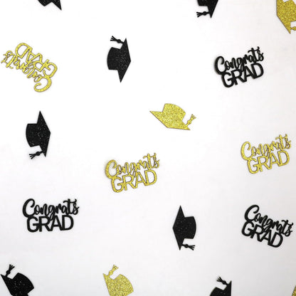200PC Gold Graduation Confetti Class of 2026 Congrats Grad Confetti for Table Grad Cap Scatters for Graduation party decorations 2026