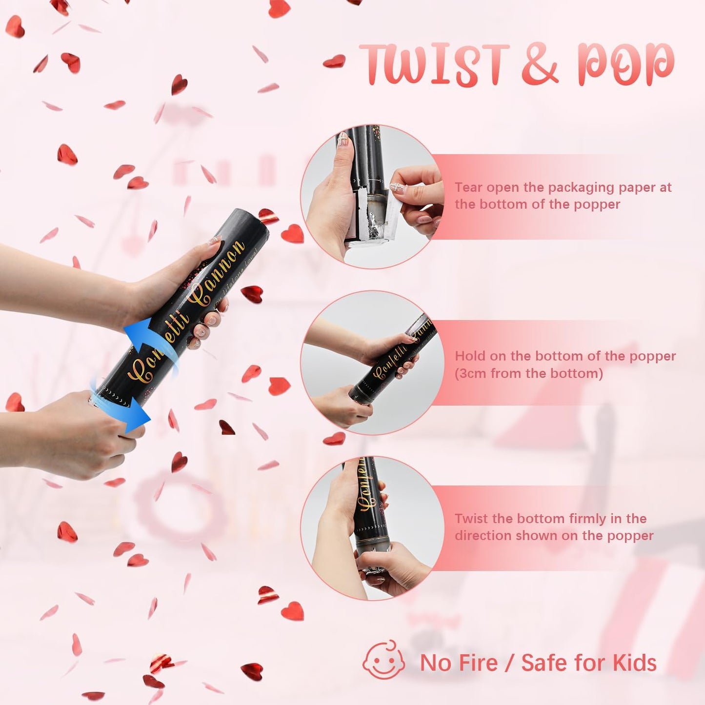 Biodegradable Confetti Cannons 12 Pack, 12" Multicolor Party Poppers for Birthday, Graduation, Wedding, Christmas, New Year & Celebration Events