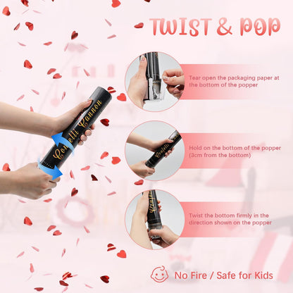 Biodegradable Confetti Cannons 12 Pack, 12" Multicolor Party Poppers for Birthday, Graduation, Wedding, Christmas, New Year & Celebration Events