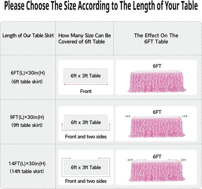 leegleri 6FT Tulle Ruffle Curly Willow Table Skirt for Rectangle or Round Tables, Under The Sea Ocean Blue Baby Shark Themed Tutu Table Skirt for Baby Shower, Birthday Party