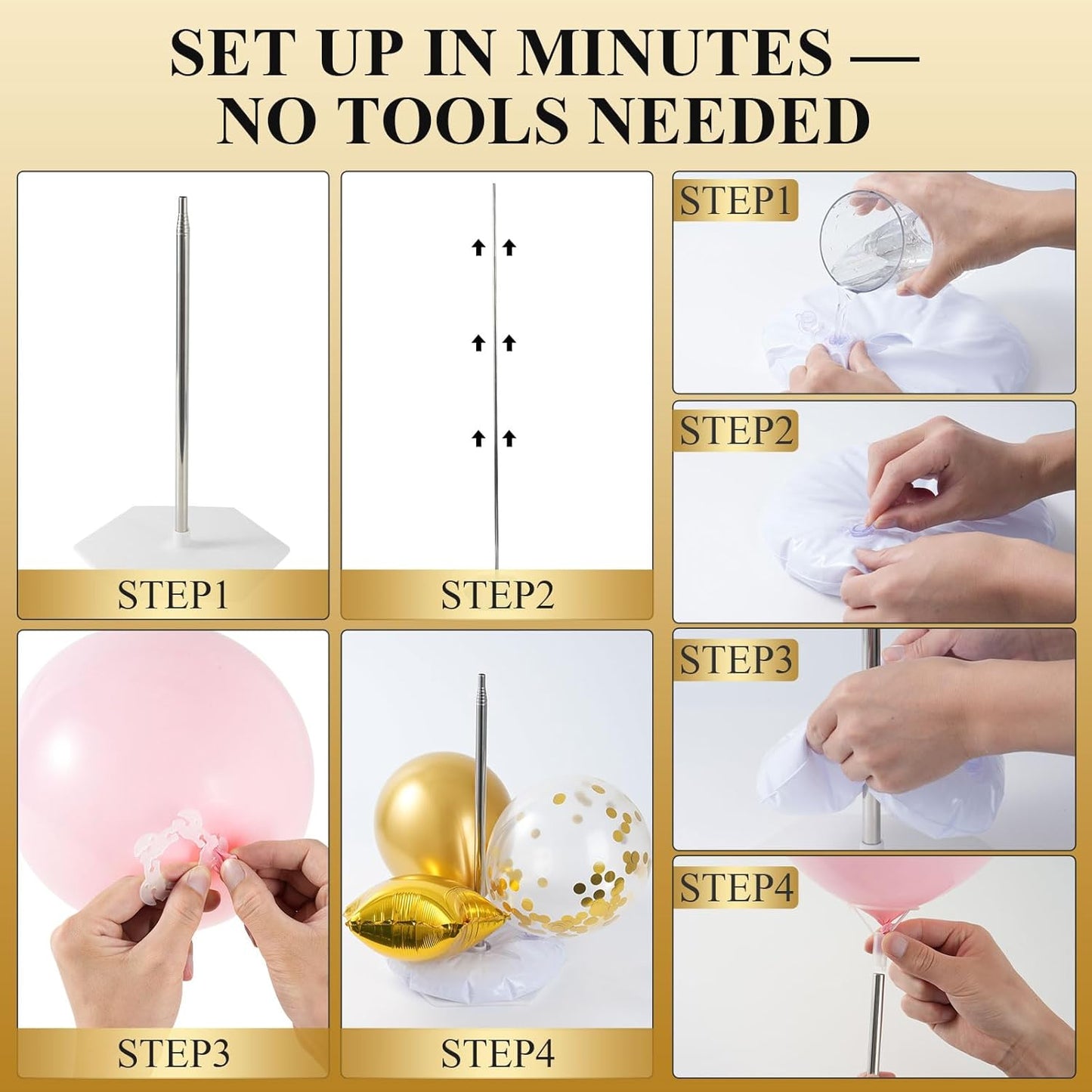 2 Sets 7FT Balloon Column Stand Kit with 103PCS Balloons – Adjustable Metal Balloon Tower with Weighted Base & Water Bags (Avocado Green & Gold)